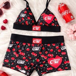 Coca-cola Print Bralette and Brief Set